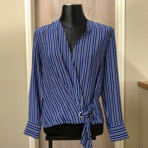 Rag & Bone Felix Blue, White and Burgundy Silk Blouse Size XS